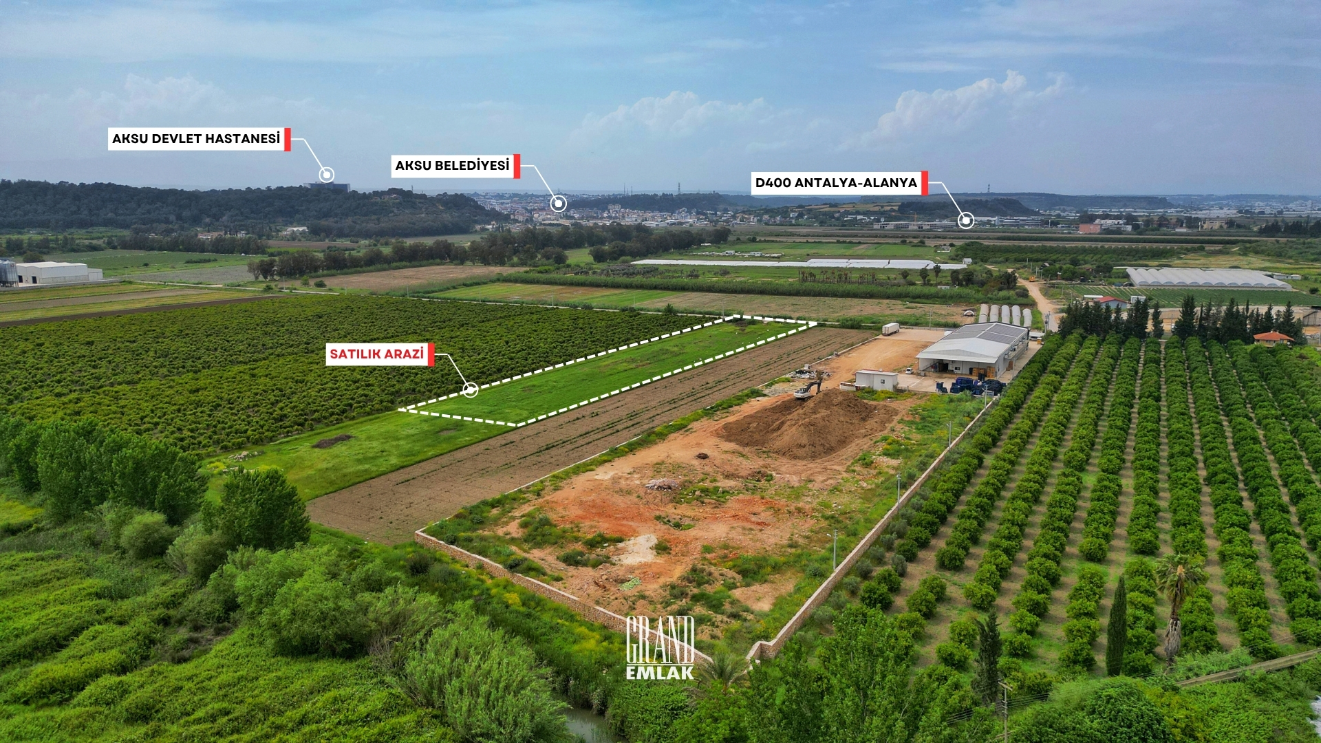 10 acres of land for sale in Aksu, suitable for warehouse or cold storage construction — Çalkaya, Aksu, Antalya