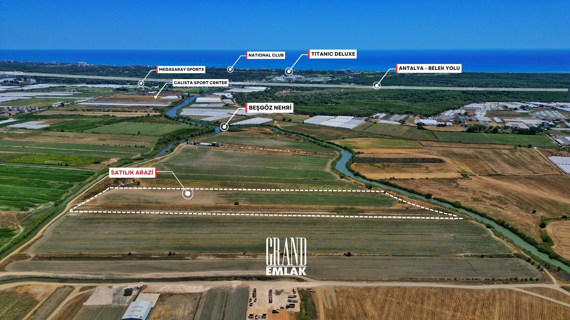 Single Parcel of Land for Sale, 34 Acres, for Investment in Çakallık Neighborhood, Serik, Antalya — Çakallık, Serik, Antalya