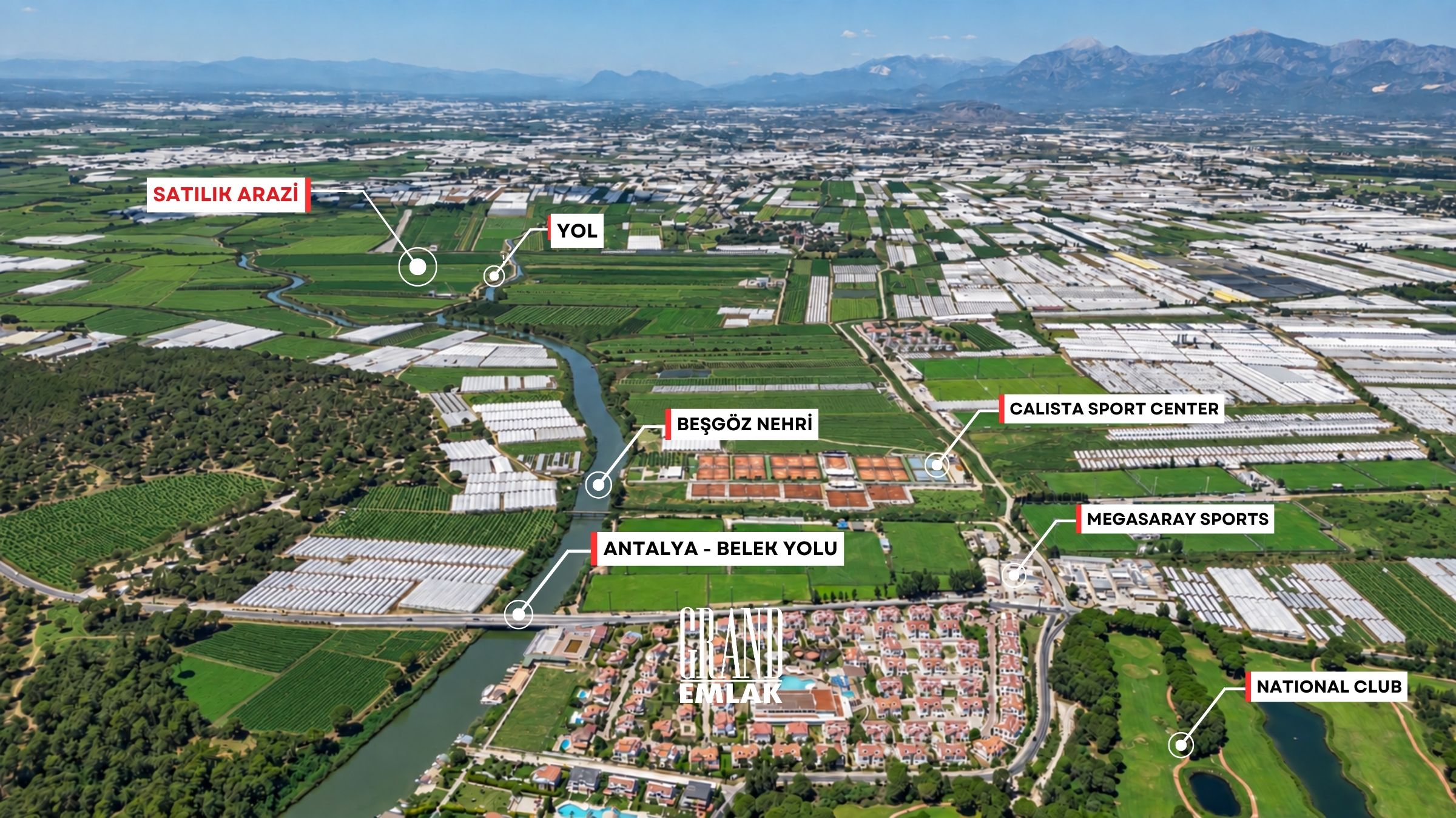 27-Decare Land for Sale in Çakallık Neighborhood, Located in the Golf and Tourism Region – Investment Opportunity — Çakallık, Serik, Antalya
