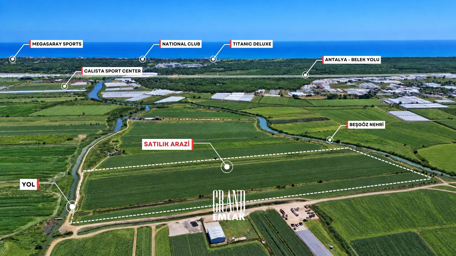 60 Decares of Land for Sale in Çakallık, Serik, Antalya – Investment Opportunity in the Golf and Tourism Region — Çakallık, Serik, Antalya