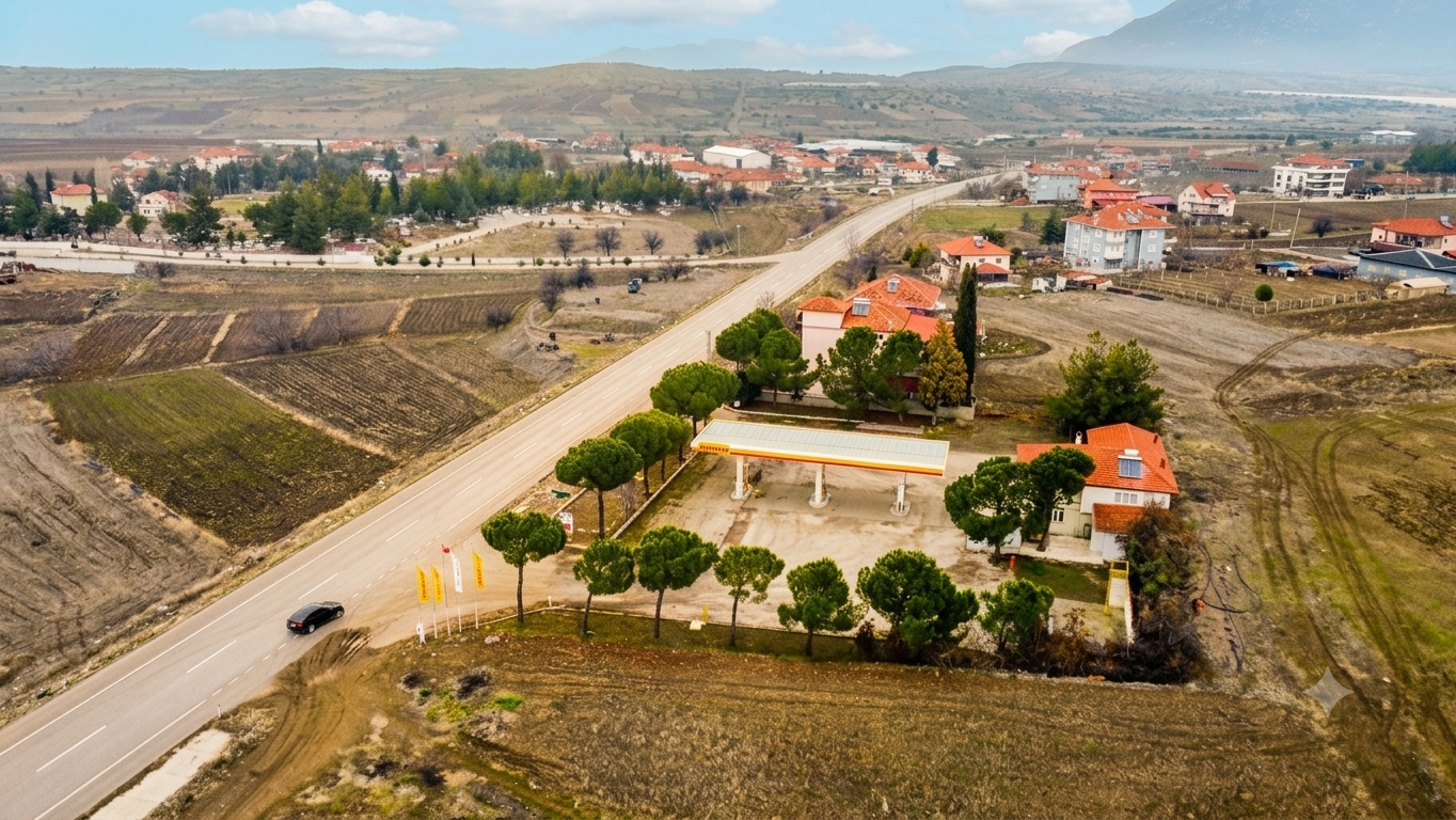 Gas Station and Land for Sale on the Gölhisar Çamköy Road, at the Price of the Land