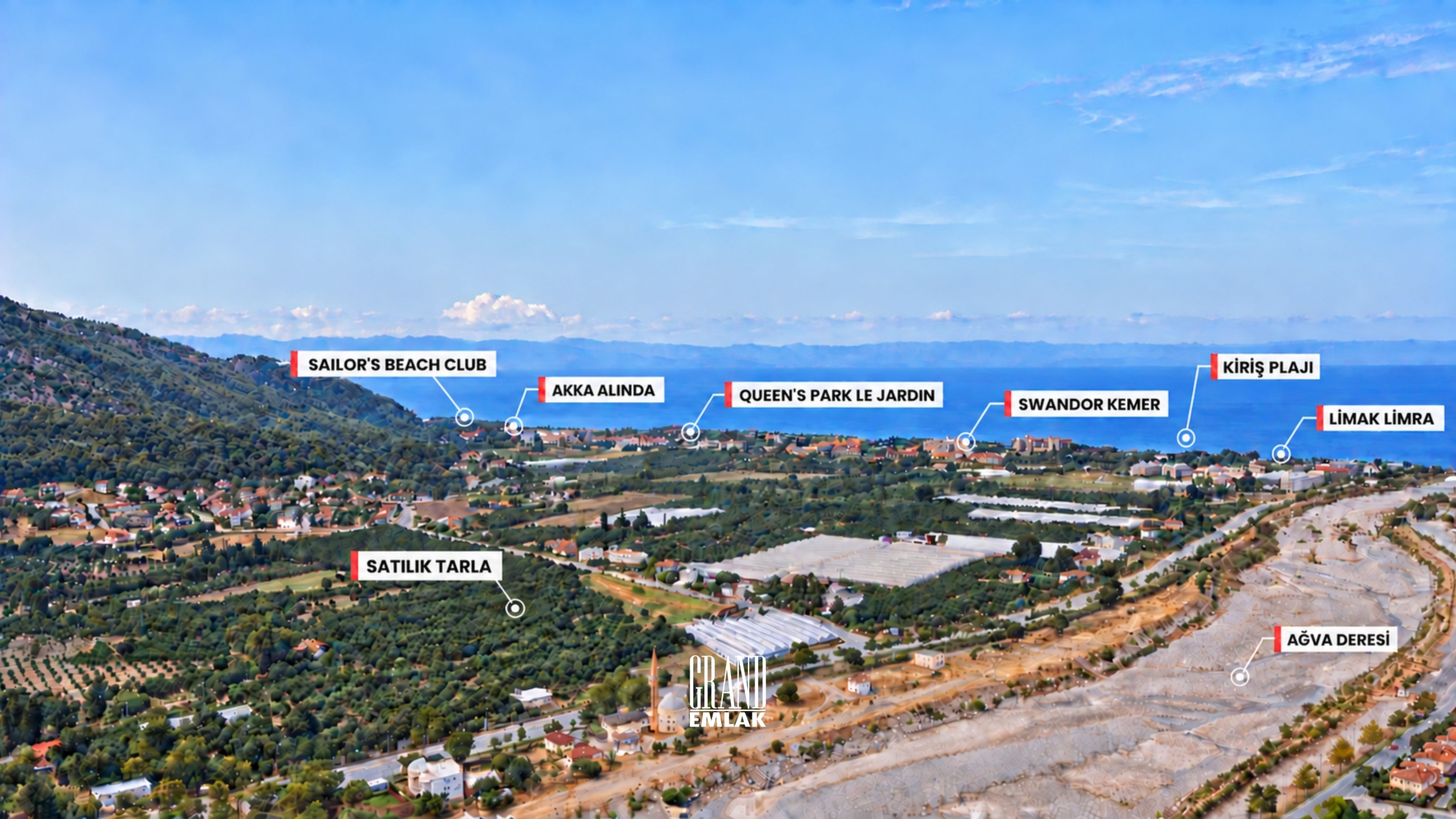 21,907 m² Citrus Orchard for Sale in Kemer Kiriş, with 185 m Frontage on Kiriş Street and 2 km from the Beach — Kiriş, Kemer, Antalya